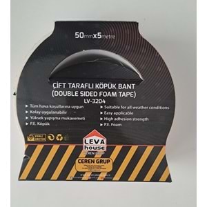 ÇİFT TARAFLI KÖPÜK BANT 50mm X 5 m LV-3204