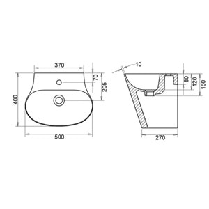 MİNİA LAVABO MONOBLOK 40X50 TURAVİT