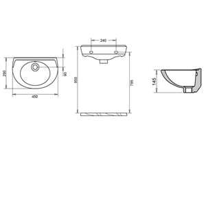 28X45 OVAL LAVABO DELİKLİ TURAVİT