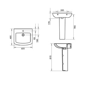 PLAZA LAVABO 50X60cm + KOLON AYAK TURAVİT