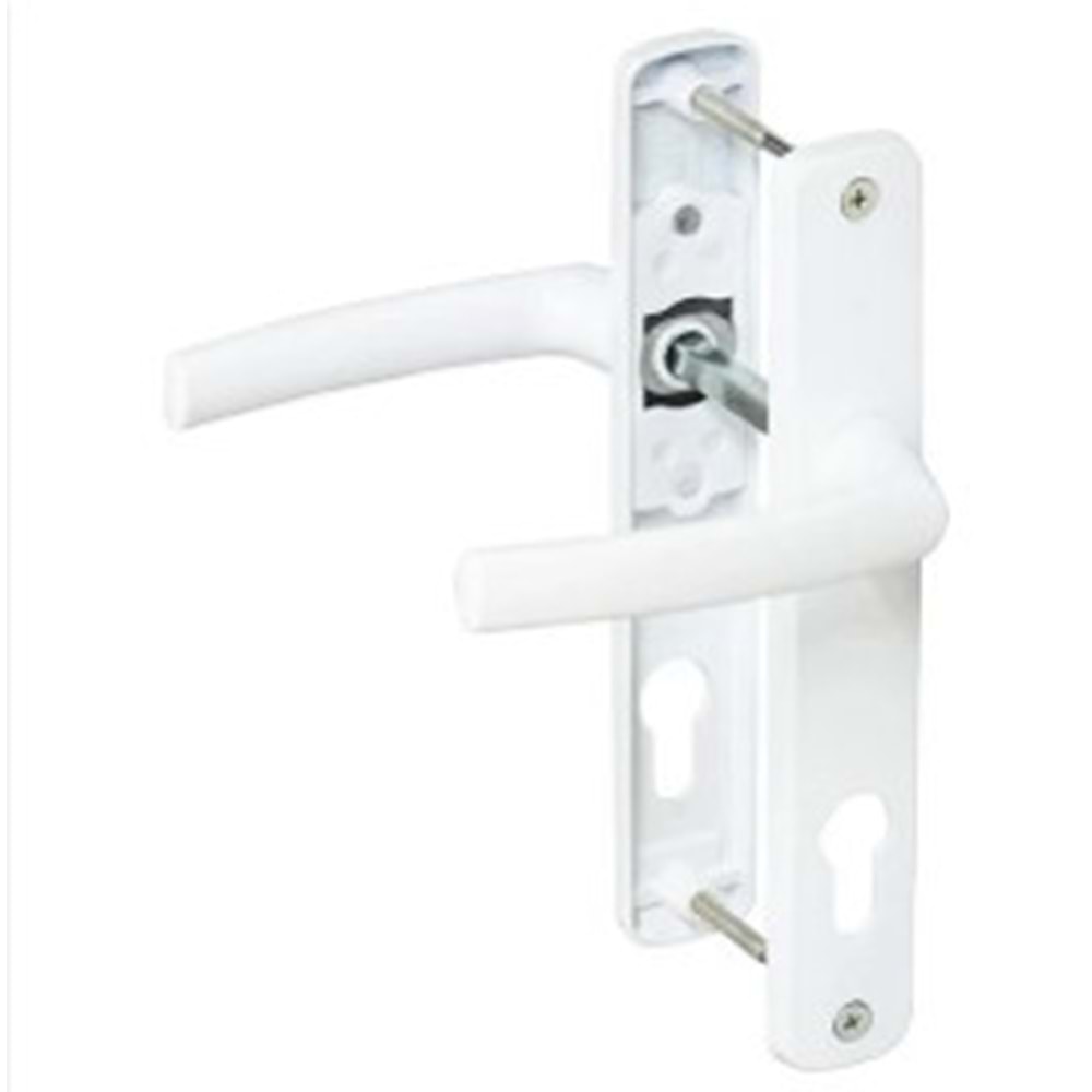 PLASTİK KAPI KOLU BARELLİ 85 EKSEN BEYAZ (ALÜMİNYUM )