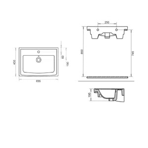 SAFİR ETEJERLİ LAVABO 65cm TURAVİT