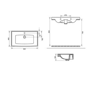 SAFİR ETEJERLİ LAVABO 80cm TURAVİT