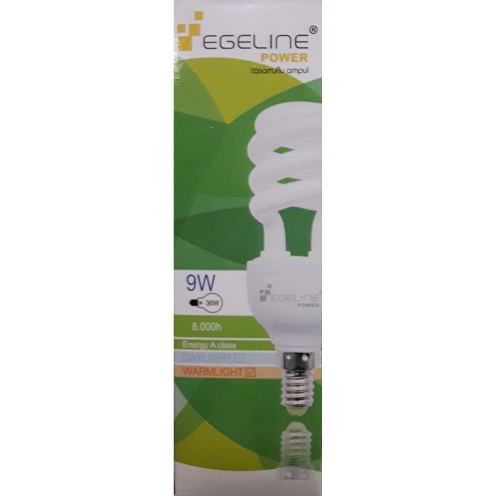 EGELINE TASARRUFLU AMPUL 9W E14 GÜN IŞIĞI