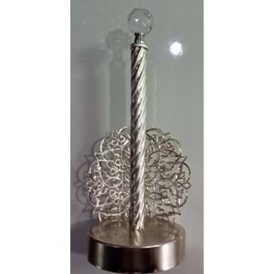 KRİSTAL BAŞLI METAL KAĞIT HAVLULUK - GÜMÜŞ GRİ