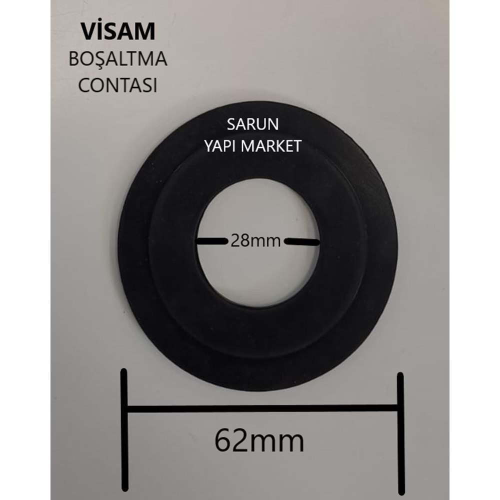 VİSAM - GÖMME REZERVUAR CONTASI (DIŞ ÇAP 62mm / İÇ ÇAP 28mm ) ÇİFT TARAF BOMBELİ