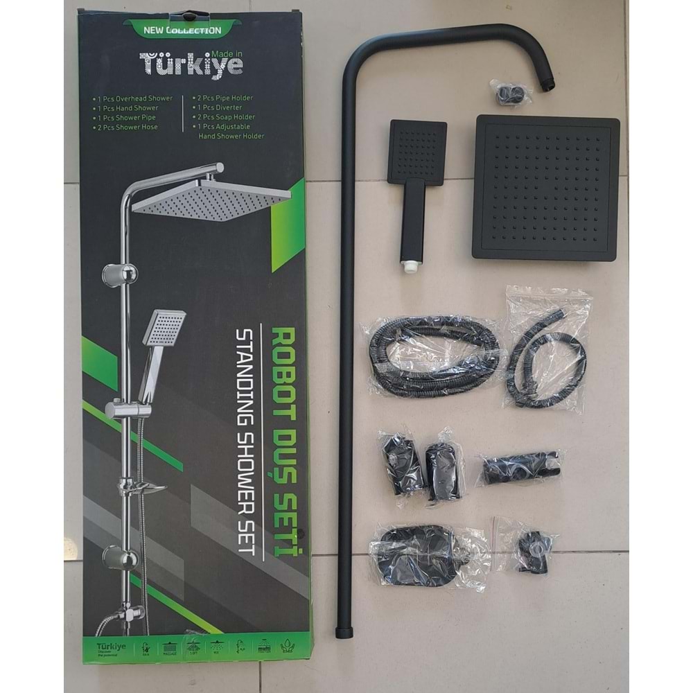 ROBOT DUŞ SETİ - FLAT DUŞ SETİ - KARE KOMPLE SİYAH
