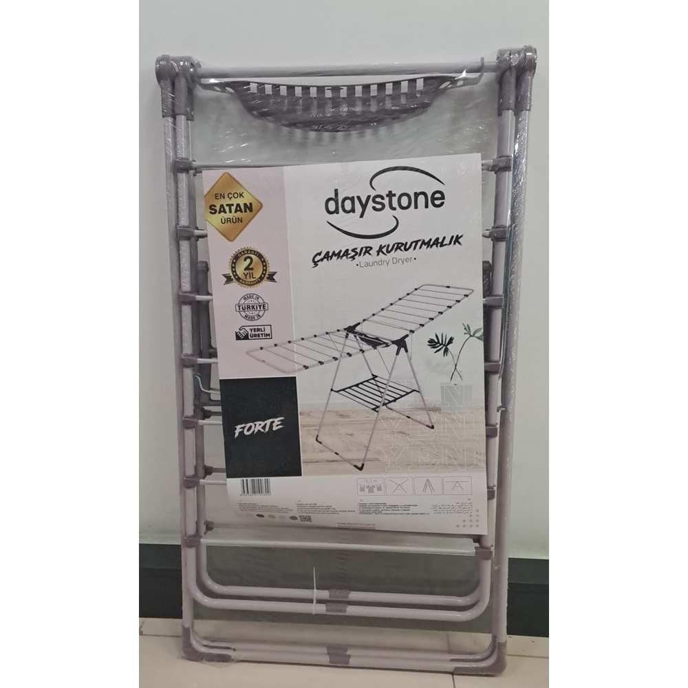 DAYSTONE SEPETLİ KALIN BORULU METAL ÇAMAŞIR KURUTMALIĞI FORTE ( MÜRDÜM )