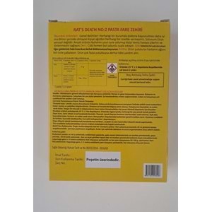 ZAG KİMYA RATS DEATH FARE ZEHİRİ KATI ( PASTA ) 8 x 12,5 gr : 100 gr