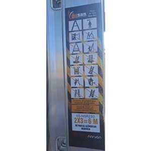 ÖZSAN İKİ PARÇALI ALÜMİNYUM PTT MERDİVENİ (2 x 3 : 6 METRE ) 65mm