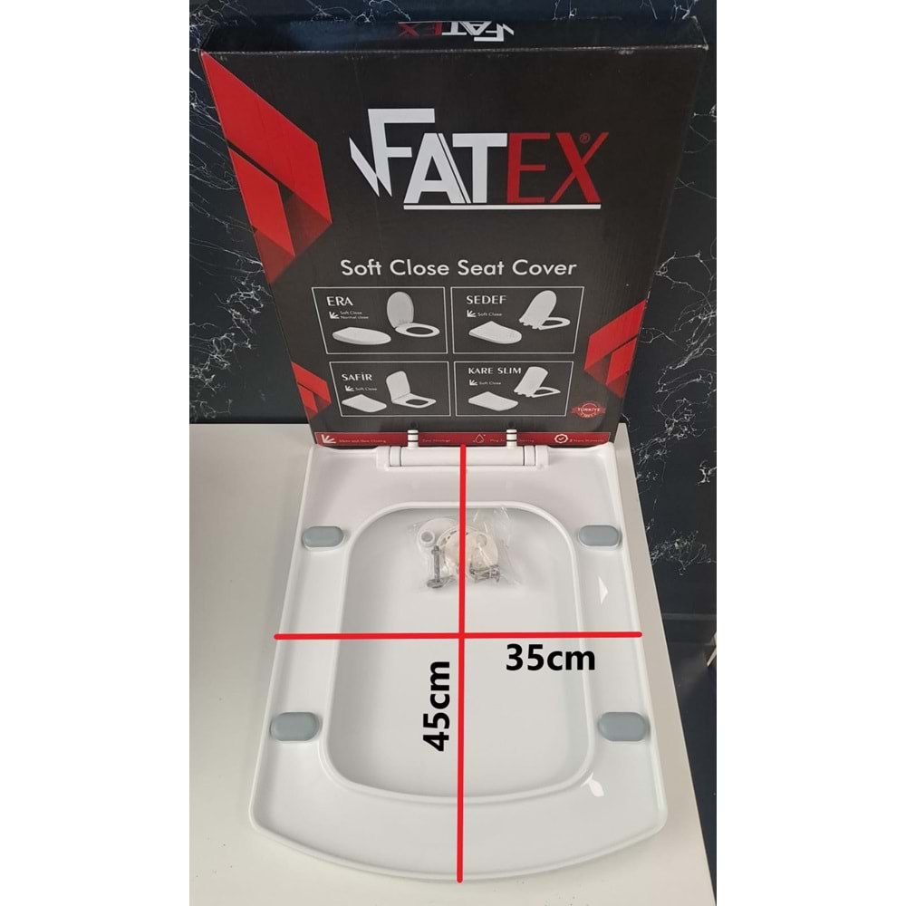FATEX KARE SLIM SOFT ( 35 x 45 cm ) YAVAŞ KAPANAN PLASTİK KLOZET KAPAĞI