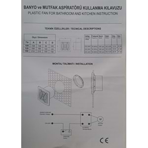 RADELSAN HAVALANDIRMA FANI / BANYO VE TUVALET ASPİRATÖRÜ 100 LÜK