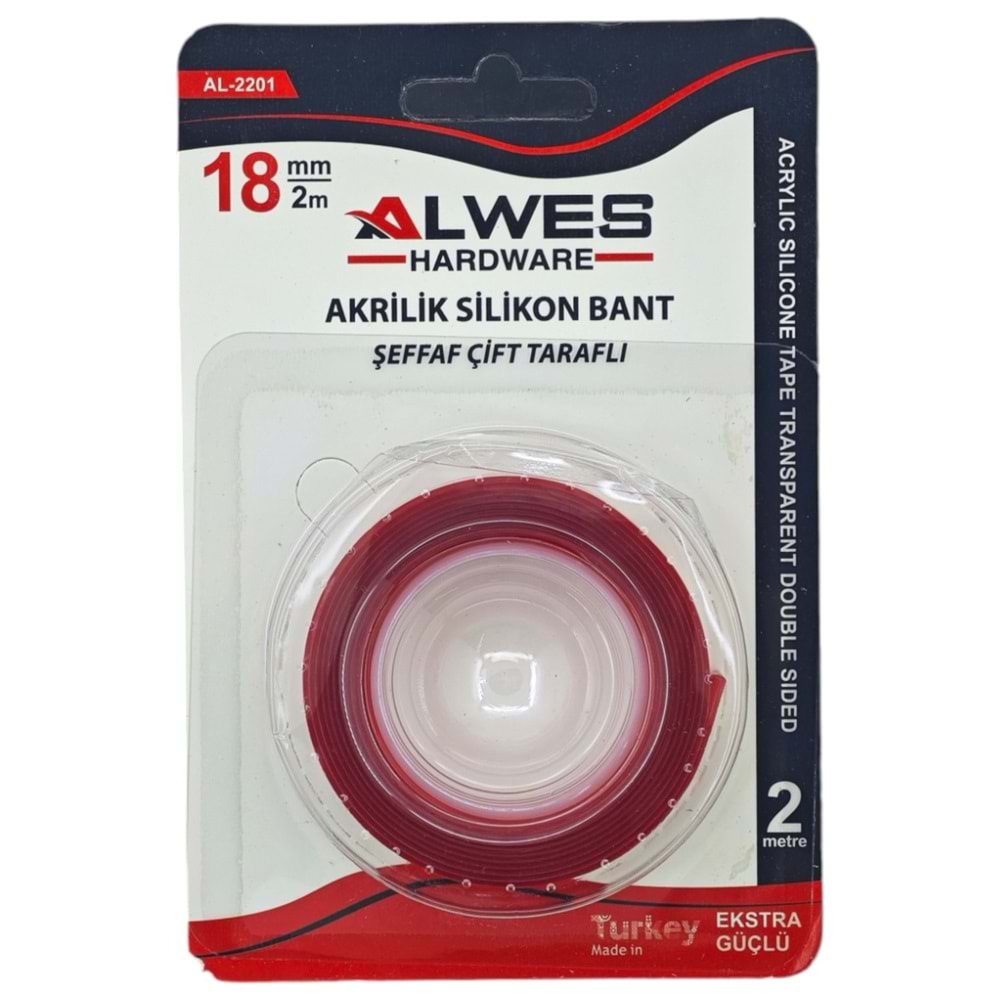 ALWES HARDWARE ÇİFT TARAFLI AKRİLİK SİLİKON BANT 18mm x 2yrd.