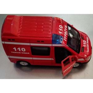 CAN OYUNCAK - METAL IŞIKLI SESLİ İTFAİYE ARABASI ( 5,5 CM x 14 CM )