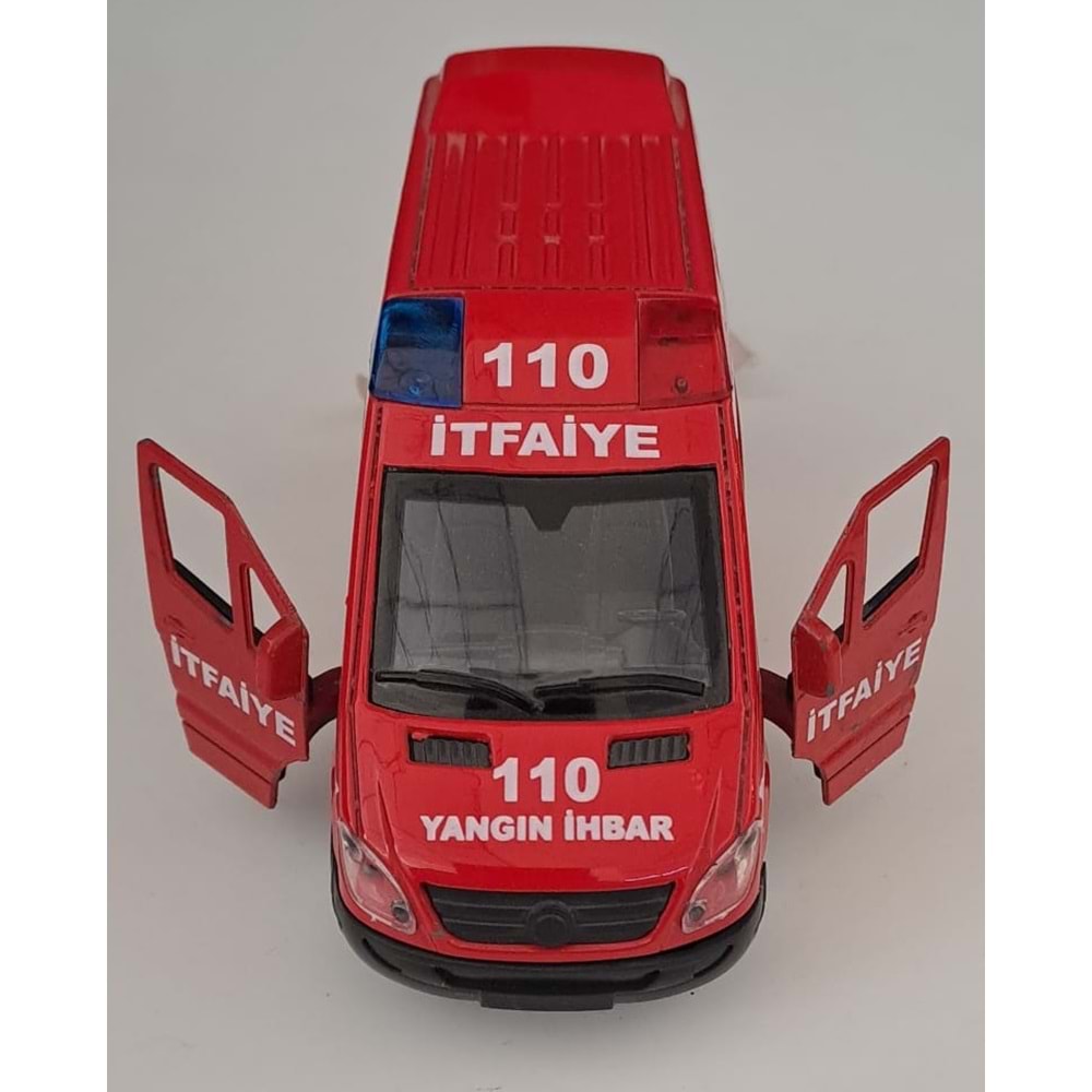 CAN OYUNCAK - METAL IŞIKLI SESLİ İTFAİYE ARABASI ( 5,5 CM x 14 CM )