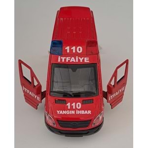 CAN OYUNCAK - METAL IŞIKLI SESLİ İTFAİYE ARABASI ( 5,5 CM x 14 CM )