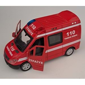CAN OYUNCAK - METAL IŞIKLI SESLİ İTFAİYE ARABASI ( 5,5 CM x 14 CM )