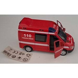 CAN OYUNCAK - METAL IŞIKLI SESLİ İTFAİYE ARABASI ( 5,5 CM x 14 CM )