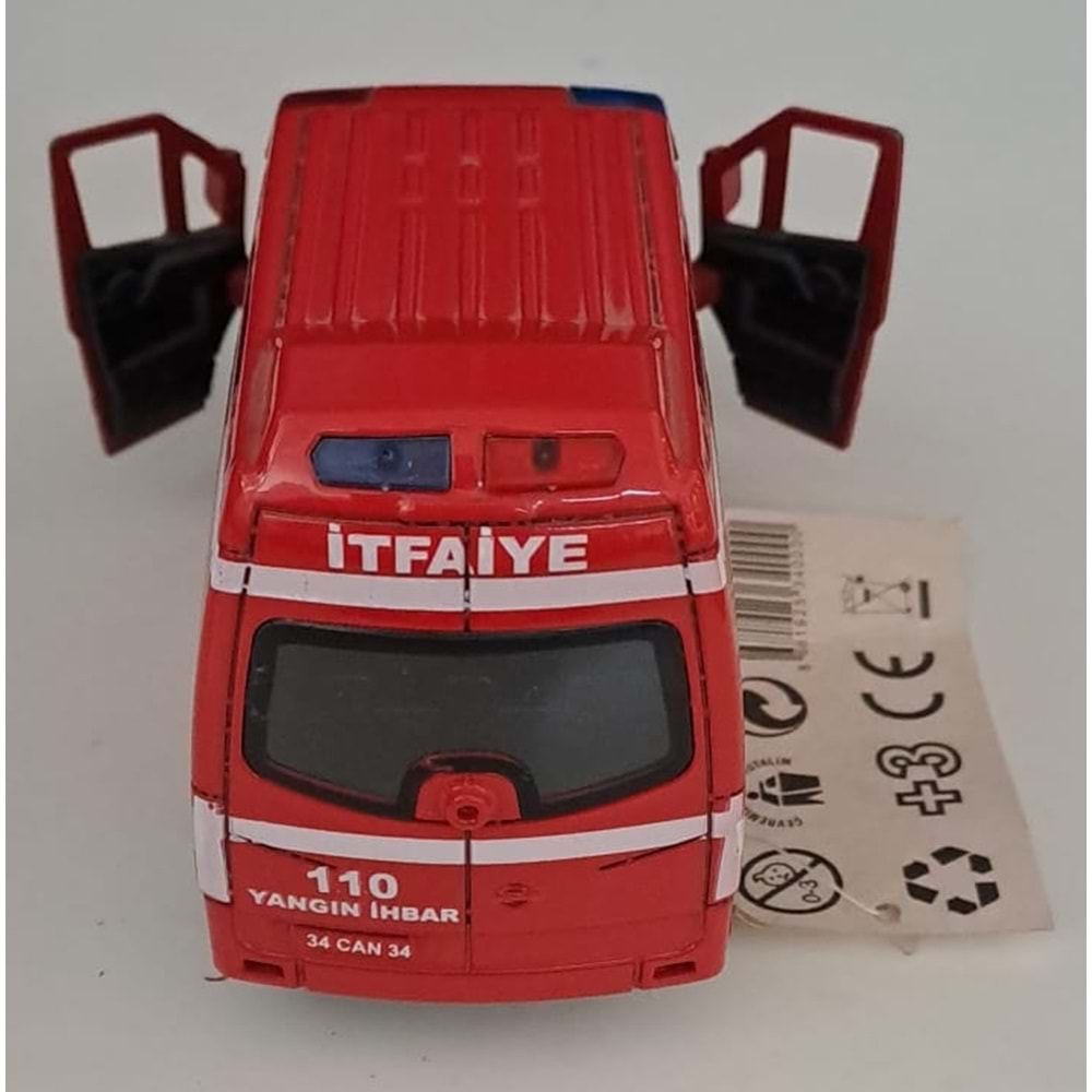 CAN OYUNCAK - METAL IŞIKLI SESLİ İTFAİYE ARABASI ( 5,5 CM x 14 CM )