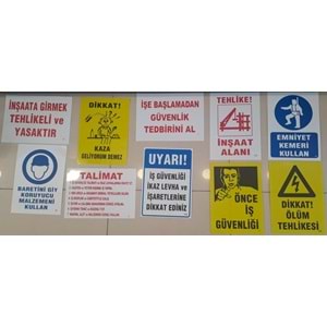 İNŞAAT İKAZ SETİ 10 LU - UYARI LEVHALARI SETİ ( 25 x 35 cm )