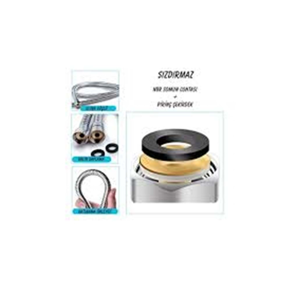 SPİRAL DUŞ HORTUMU 360 DERECE LÜX ÇELİK ÖRGÜLÜ METAL SOMUNLU 150 - 170cm