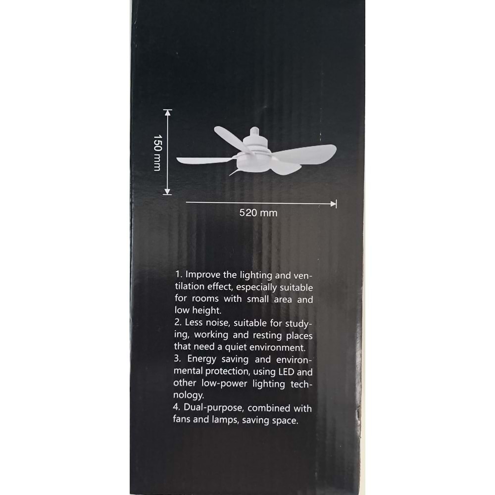 DETACHABLE FAN LİGHT KUMANDALI 6 KANAT PERVANE LED AMPUL 3 RENK IŞIK MODU 24W E27 DUY