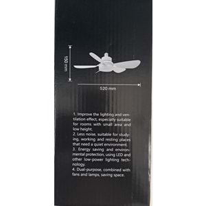 DETACHABLE FAN LİGHT KUMANDALI 6 KANAT PERVANE LED AMPUL 3 RENK IŞIK MODU 24W E27 DUY