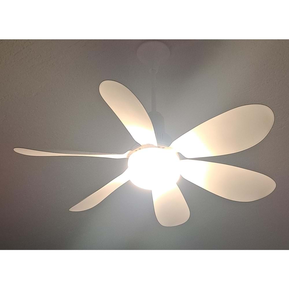 DETACHABLE FAN LİGHT KUMANDALI 6 KANAT PERVANE LED AMPUL 3 RENK IŞIK MODU 24W E27 DUY