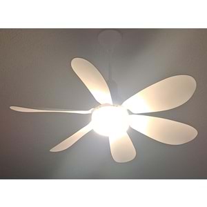 DETACHABLE FAN LİGHT KUMANDALI 6 KANAT PERVANE LED AMPUL 3 RENK IŞIK MODU 24W E27 DUY