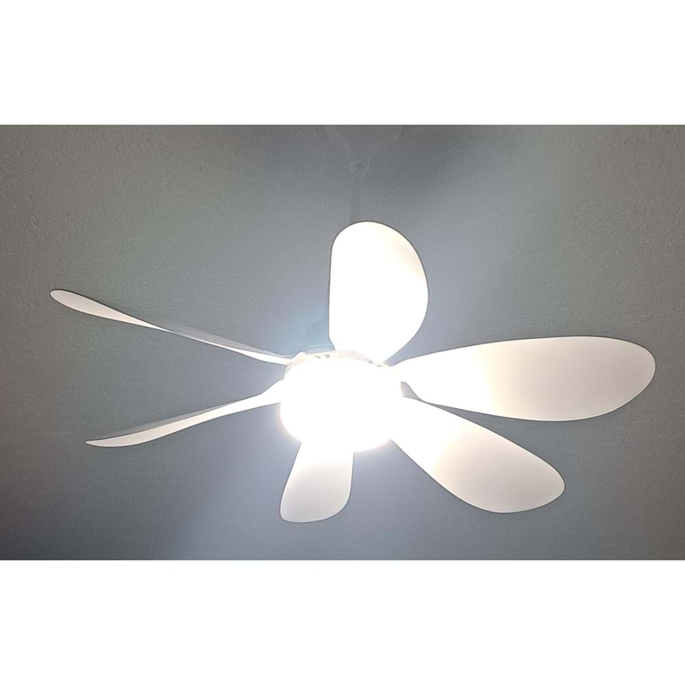 DETACHABLE FAN LİGHT KUMANDALI 6 KANAT PERVANE LED AMPUL 3 RENK IŞIK MODU 24W E27 DUY