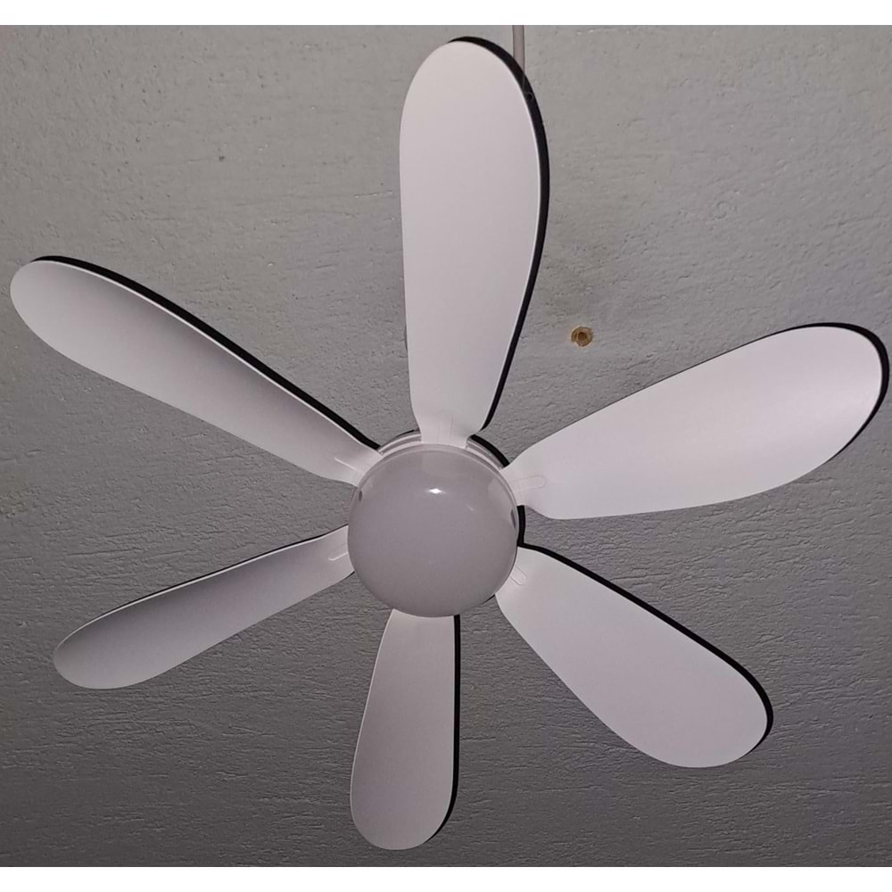 DETACHABLE FAN LİGHT KUMANDALI 6 KANAT PERVANE LED AMPUL 3 RENK IŞIK MODU 24W E27 DUY