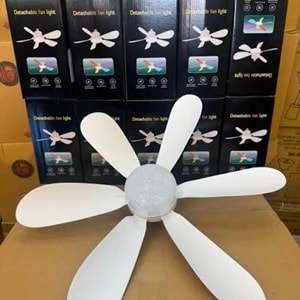DETACHABLE FAN LİGHT KUMANDALI 6 KANAT PERVANE LED AMPUL 3 RENK IŞIK MODU 24W E27 DUY