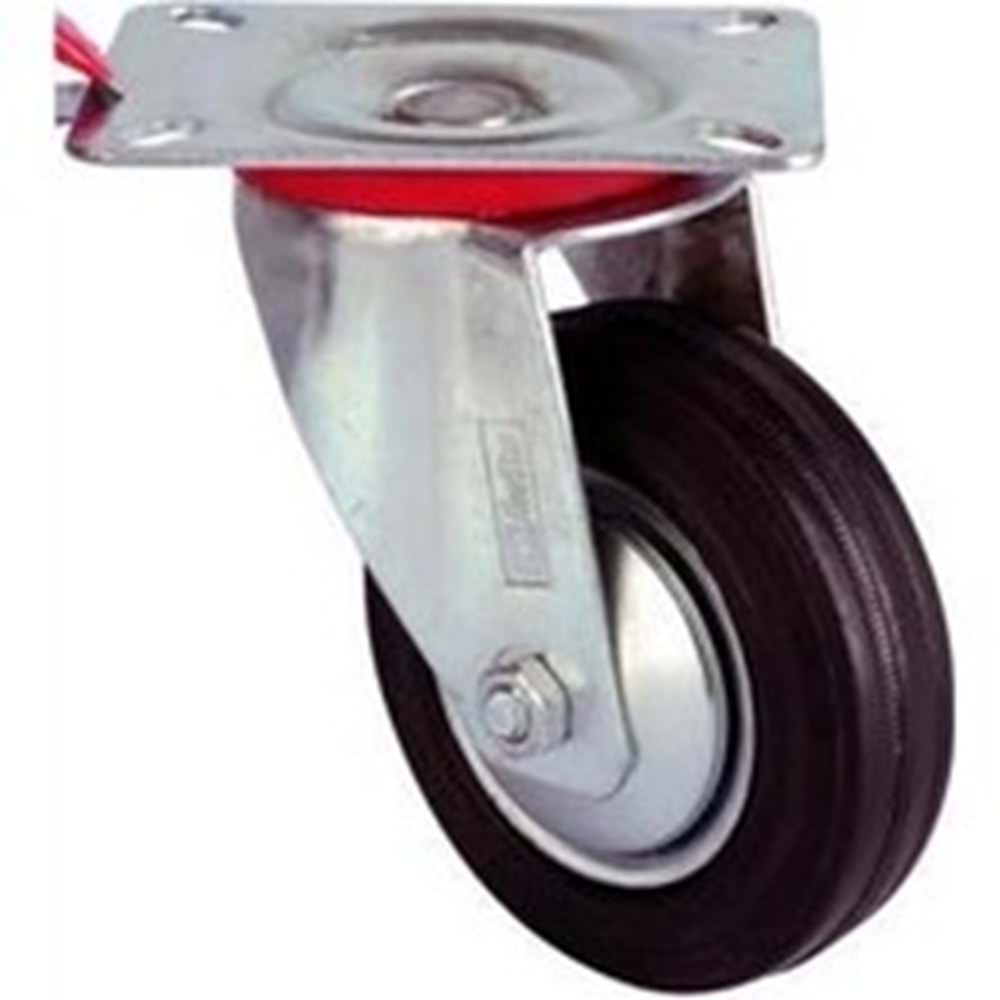 SERVİS TEKERİ DÖNER TABLALI 80 mm ( 8 cm ) - KIRMIZI ŞERİT