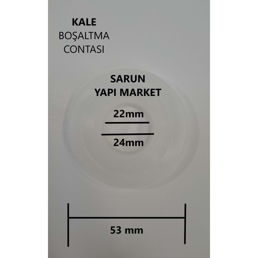 KALE - VERSUS GÖMME REZERVUAR İÇ TAKIM CONTASI (DIŞ ÇAP 53mm / İÇ ÇAP 24mm / ÇIKINTILI KISIM İÇ ÇAP 22mm ) BİR TARAF BOMBELİ - DİĞER TARAF ÇIKINTILI
