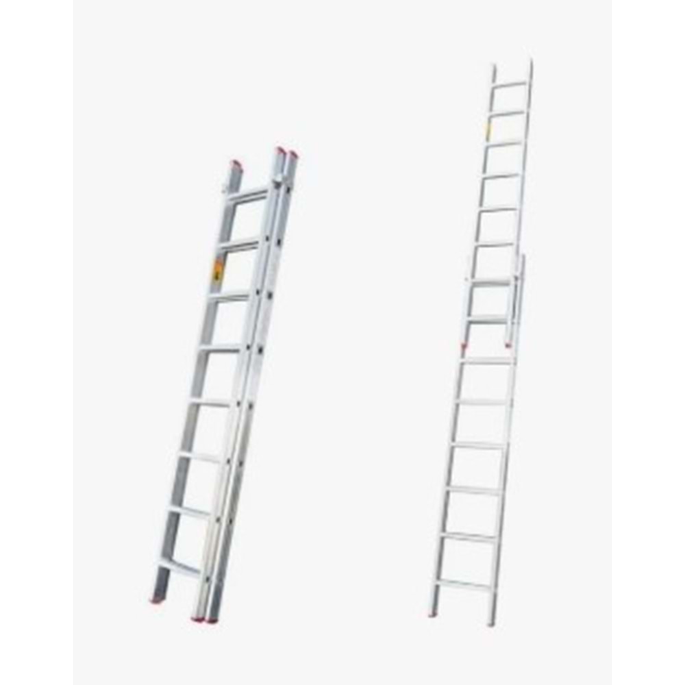 ÖZSAN İKİ PARÇALI ALÜMİNYUM PTT MERDİVENİ (2 x 4 : 8 METRE ) 80mm KALIN