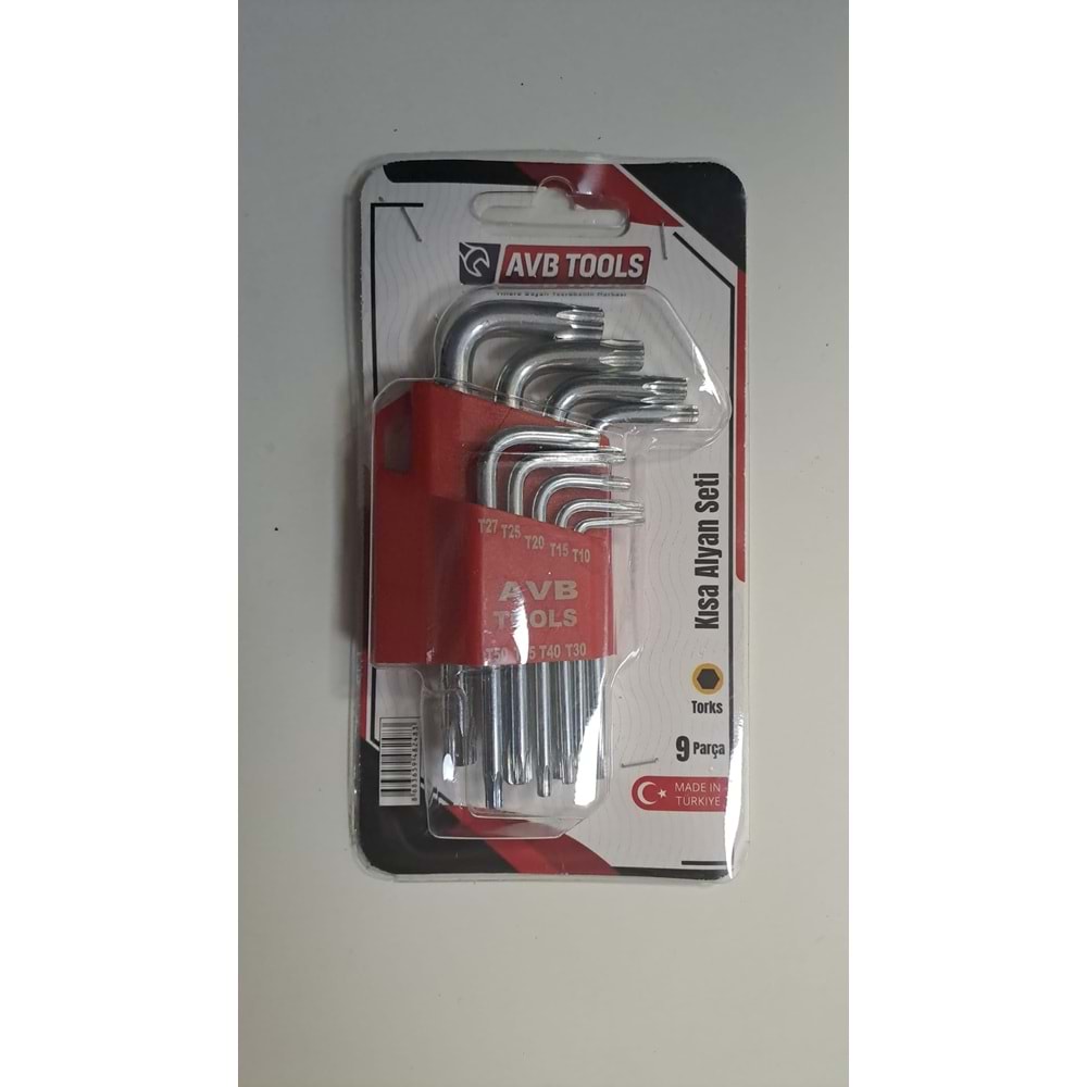 AVB TOOLS 9 LU YILDIZ TORK ALYAN SETİ - KISA TROX ALLEN ANAHTAR SETİ