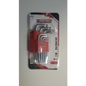 AVB TOOLS 9 LU YILDIZ TORK ALYAN SETİ - KISA TROX ALLEN ANAHTAR SETİ