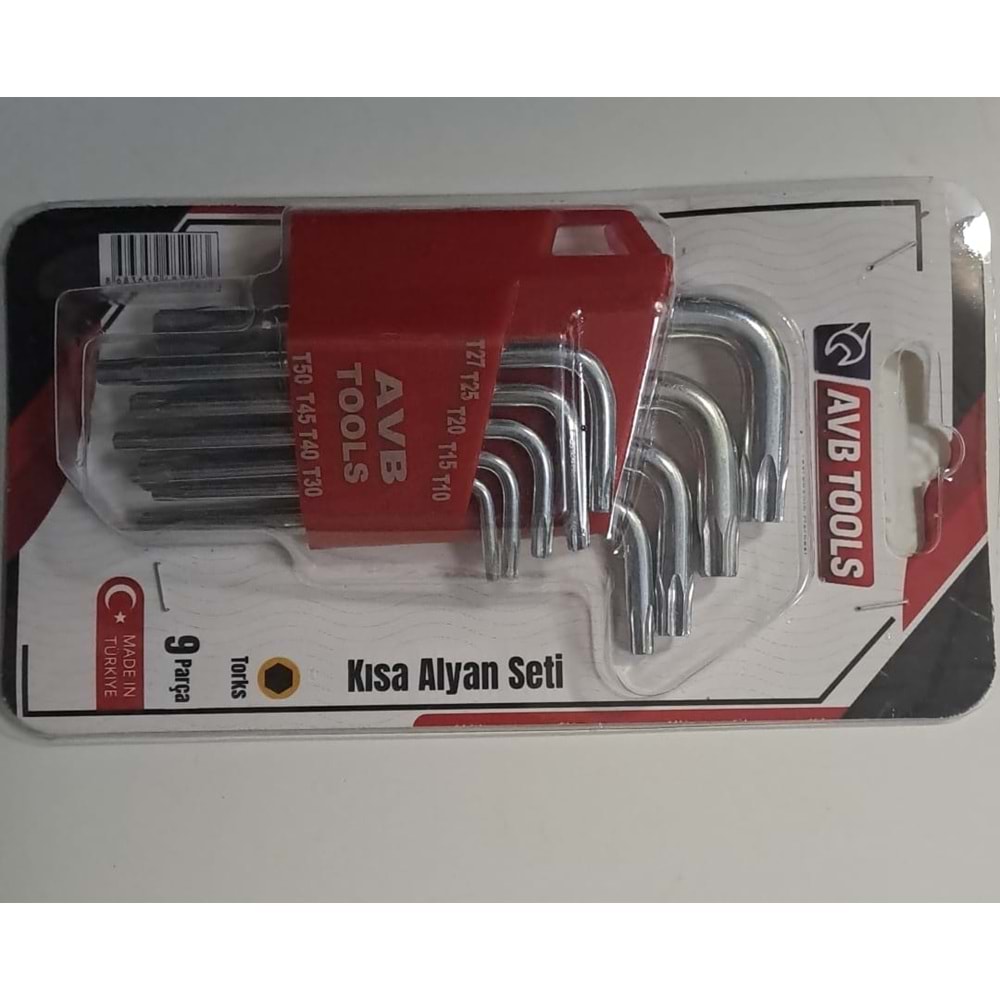 AVB TOOLS 9 LU YILDIZ TORK ALYAN SETİ - KISA TROX ALLEN ANAHTAR SETİ