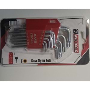 AVB TOOLS 9 LU YILDIZ TORK ALYAN SETİ - KISA TROX ALLEN ANAHTAR SETİ