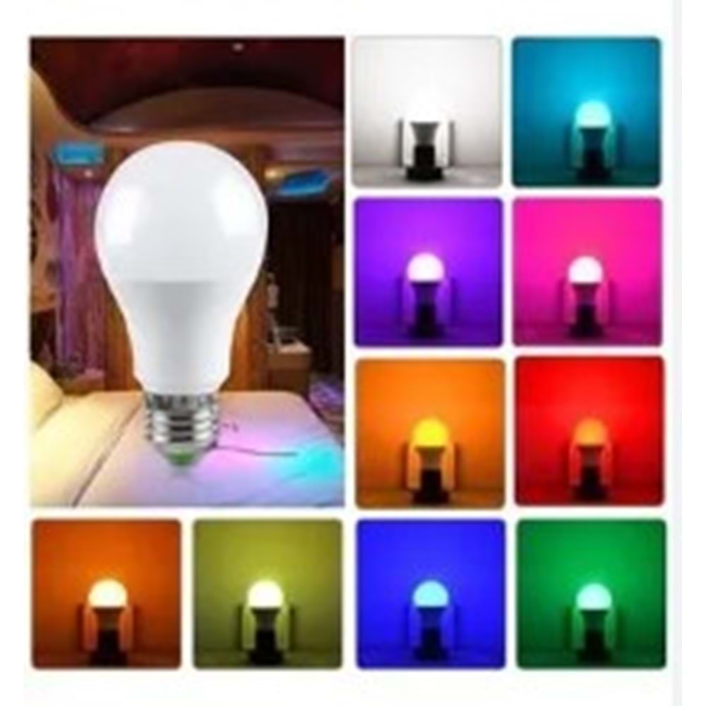 WILKINSON RGB LED AMPUL ANİMASYONLU UZAKTAN KUMANDALI 6500K 9W BEYAZ IŞIK WLK-RGB-9W