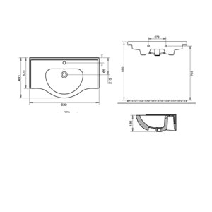 YAKAMOZ ETEJERLİ LAVABO 90cm TURAVİT